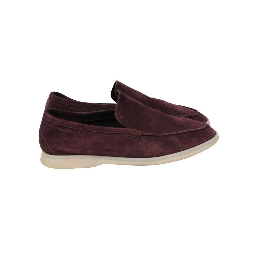 Loro Piana Mens Summer Walk Size US 8.5 41.5 Burgundy Red Suede Slip On Loafer - Picture 8 of 11